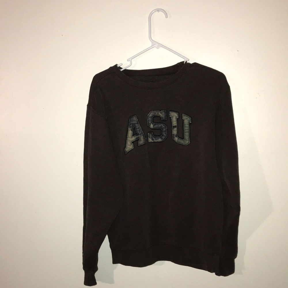 jansport: small brown with camo “ASU” hoodie